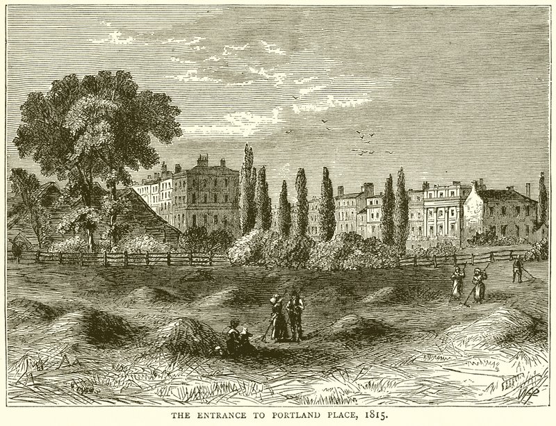 A entrada para Portland Place, 1815 de English School