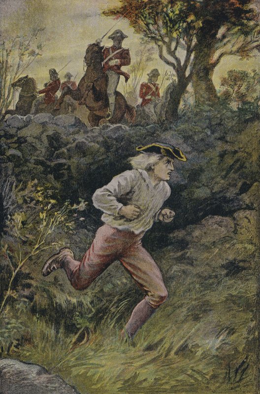 A fuga de Harvey Birch: ilustração de The Spy, de James Fenimore Cooper de English School
