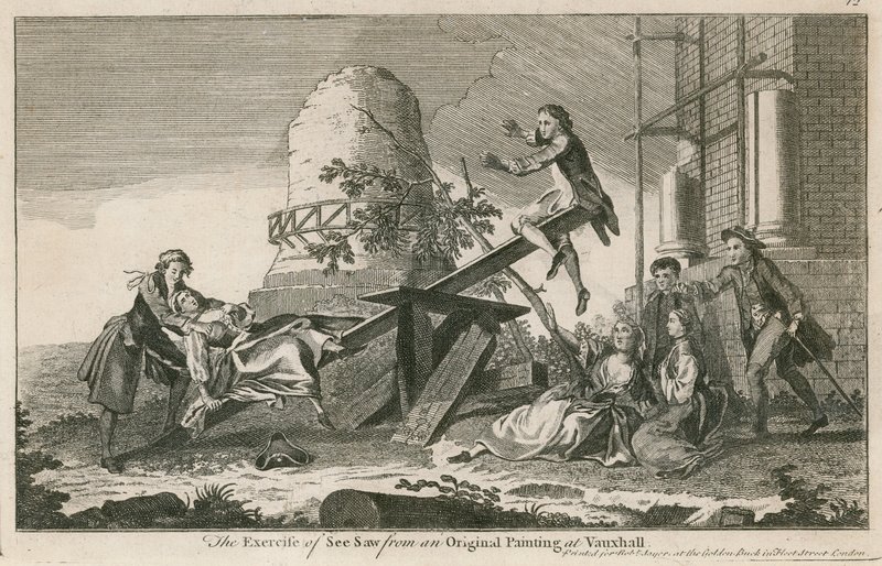 O exercício de ver viu de uma pintura original no Vauxhall Gardens, Londres de English School