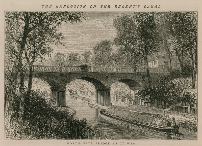 A explosão no Canal dos Regentes; North Gate Bridge como era de English School
