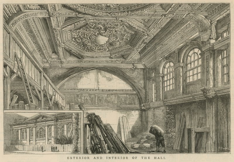 O exterior e interior do Carpenters Hall de English School
