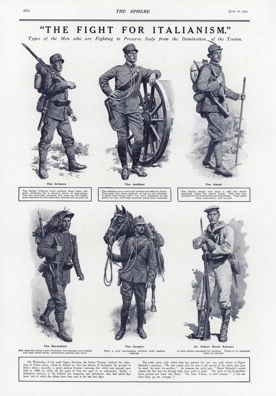 A luta pelo Italianismo, Primeira Guerra Mundial, 1915 de English School