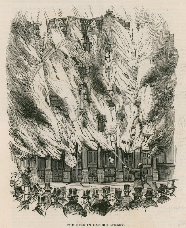 O incêndio na Oxford Street, Londres de English School