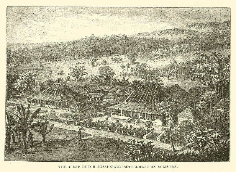 O primeiro assentamento missionário holandês em Sumatra de English School