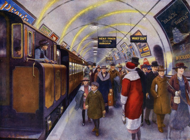 O primeiro caminho de ferro elétrico na Grã-Bretanha (litografia) de English School
