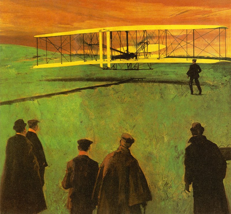 O primeiro voo dos irmãos Wright em Kitty Hawk de English School
