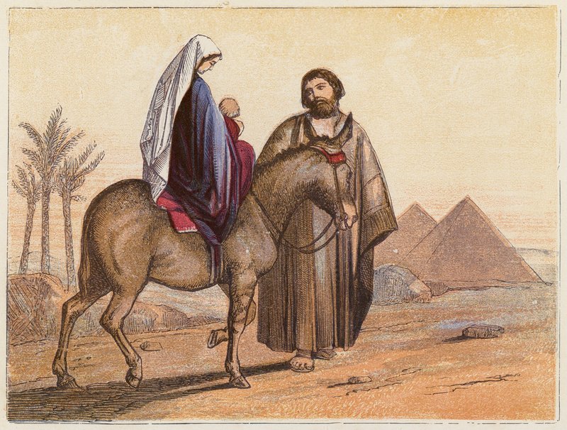 A fuga para o Egipto (litografia a cores) de English School