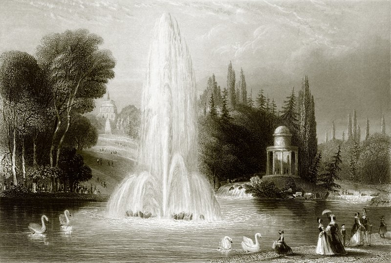 A fonte em Wilhelmshohe, perto de Cassel de English School