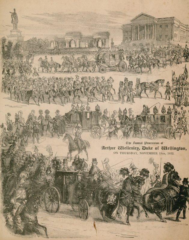 O cortejo fúnebre de Arthur Wellesley, o duque de Wellington, em 18 de novembro de 1852 de English School