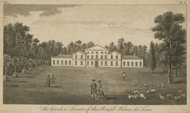 A frente do jardim do Palácio Real de Kew, Londres de English School