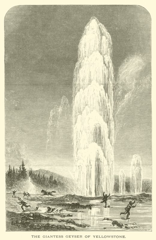 O gêiser gigante de Yellowstone (gravura) de English School