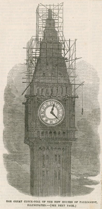 A grande Torre do Relógio das novas Casas do Parlamento de English School