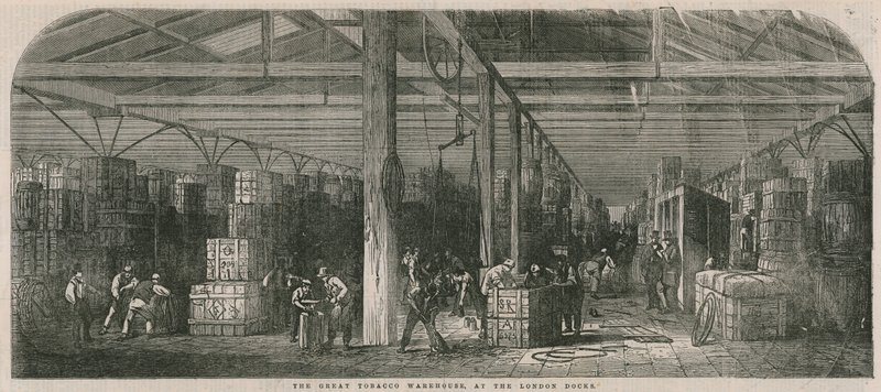 O grande armazém de tabaco nas docas de Londres de English School