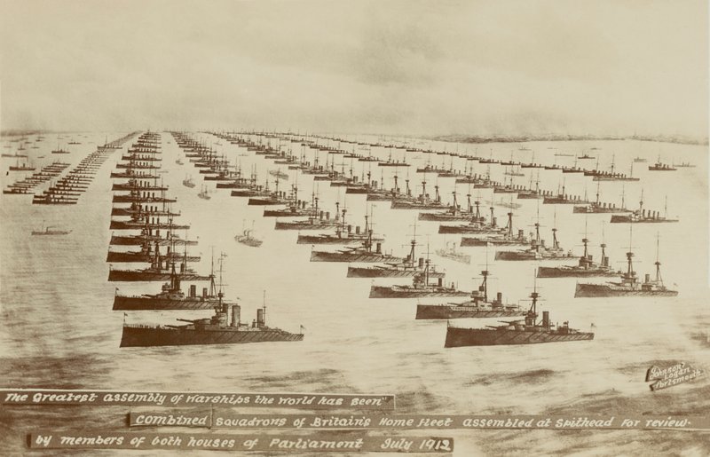A maior assembleia de navios de guerra que o mundo já viu (litho) de English School