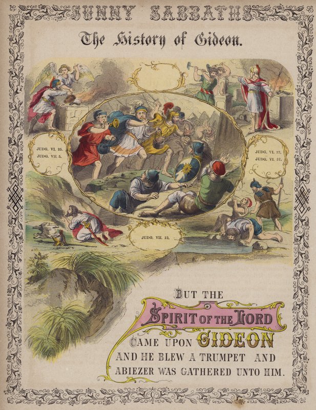 A história de Gideon (gravura a cores) de English School