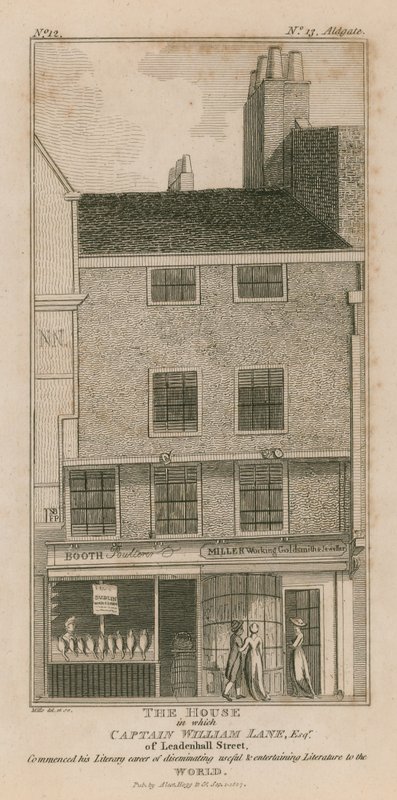 A casa em que o capitão William Lane esq da Leadenhall Street iniciou sua carreira literária de English School