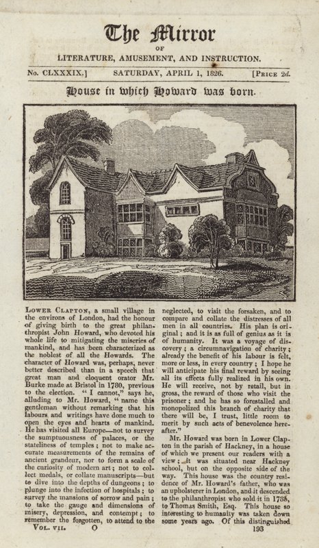 A casa em que John Howard nasceu de English School