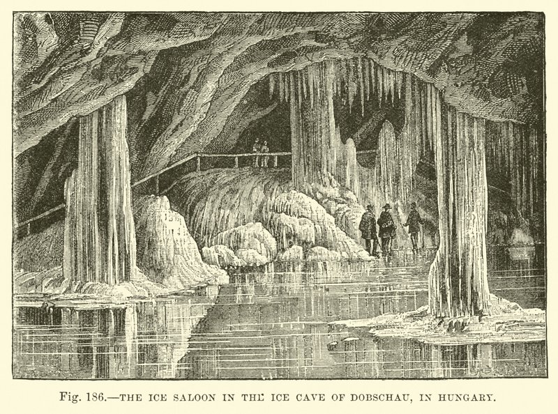 O salão de gelo na caverna de gelo de Dobschau na Hungria de English School