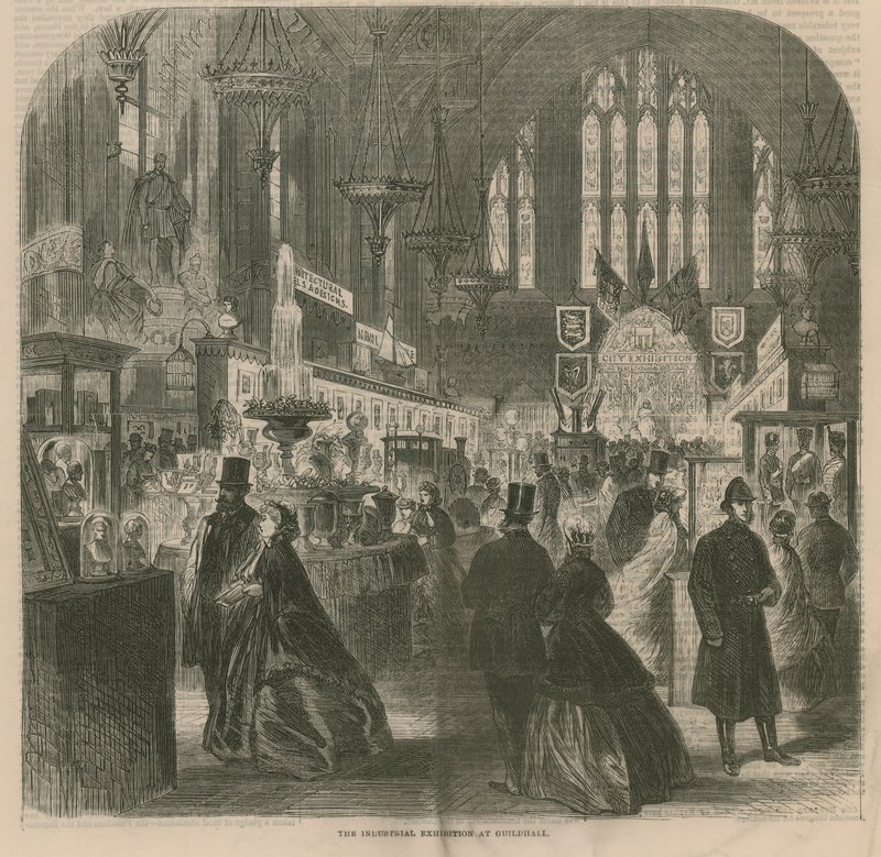 A exposição industrial em Guildhall, Londres de English School
