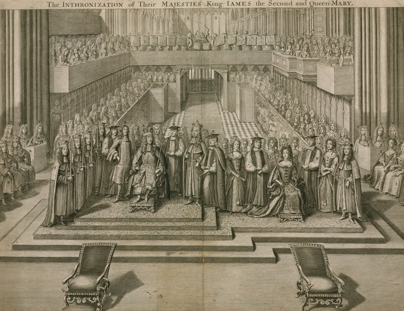 A Intronização de Suas Majestades o Rei James II e a Rainha Mary na Abadia de Westminster de English School