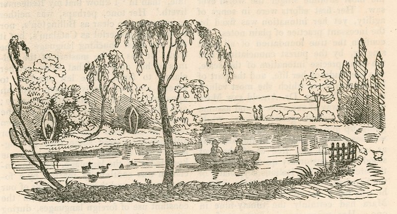 O lago em Hornsey Wood House, Londres de English School
