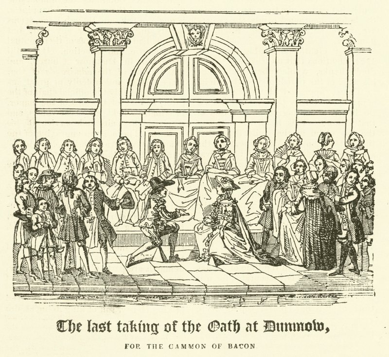 A última prestação de juramento em Dunmow, para a Gammon of Bacon (gravura) de English School
