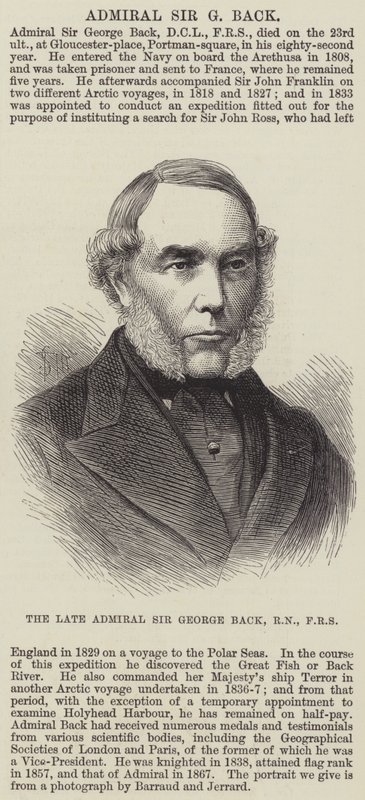 O falecido Almirante Sir George Back, RN, FRS (gravura) de English School