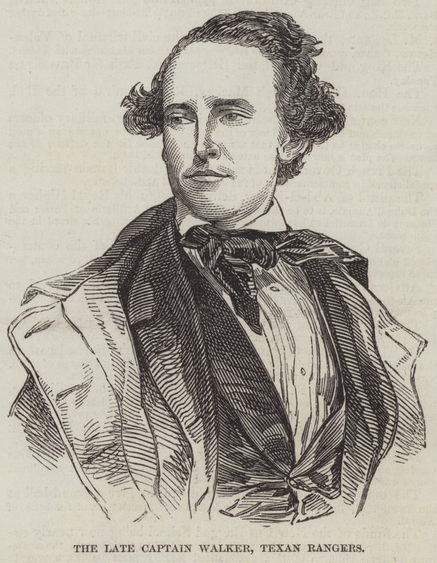 O falecido Capitão Walker, Texan Rangers (gravura) de English School