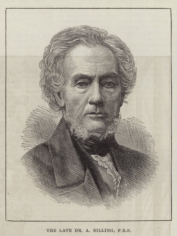 O falecido Dr. A Billing, FRS (gravura) de English School