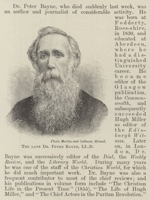 O falecido Dr. Peter Bayne, LLD (gravura) de English School