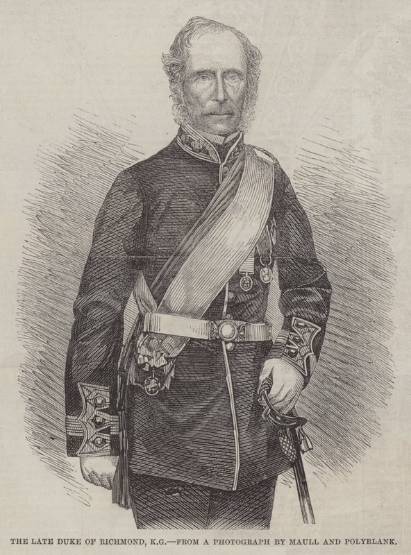 O falecido Duque de Richmond, KG (gravura) de English School