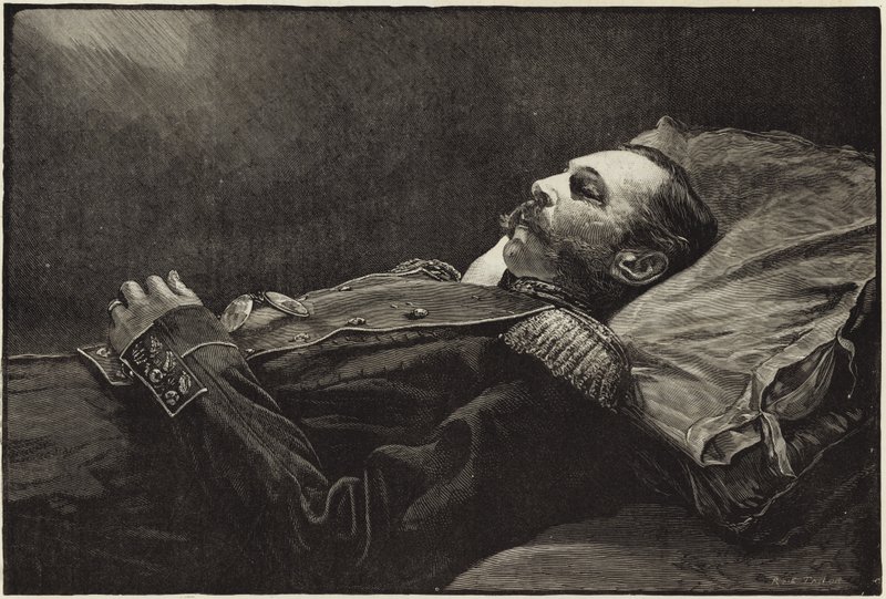 O falecido imperador Alexandre II da Rússia após a morte de English School