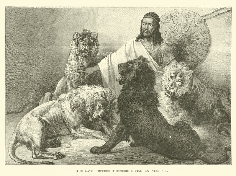 O falecido imperador Theodore dando uma audiência de English School