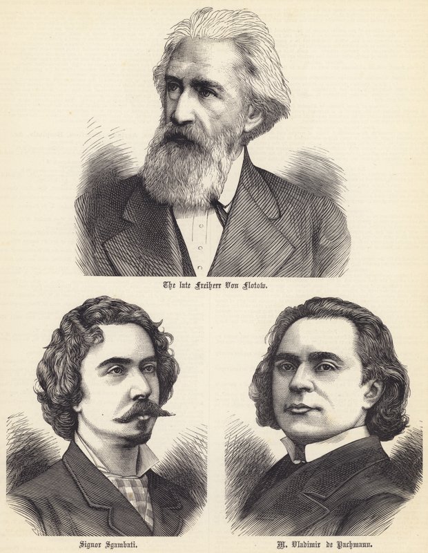 O falecido Barão Von Flotow, Signor Sgambati, M Vladimir de Pachmann (gravura) de English School