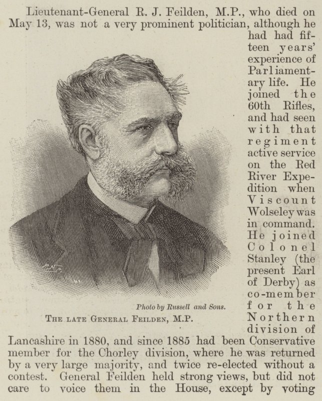 O falecido General Feilden, deputado (gravura) de English School