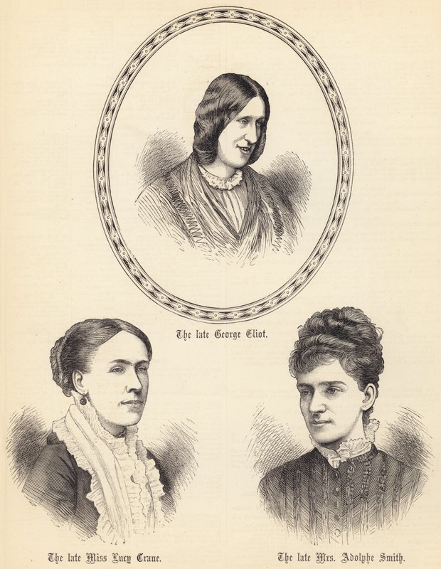O falecido George Eliot, a falecida Miss Lucy Crane, a falecida Sra. Adolphe Smith (gravura) de English School