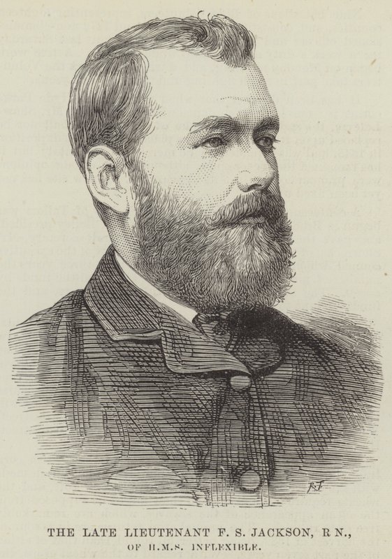 O falecido Tenente F S Jackson, RN, de HMS Inflexible (gravação) de English School