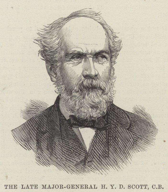 O falecido Major-General H Y D Scott, CB (gravura) de English School