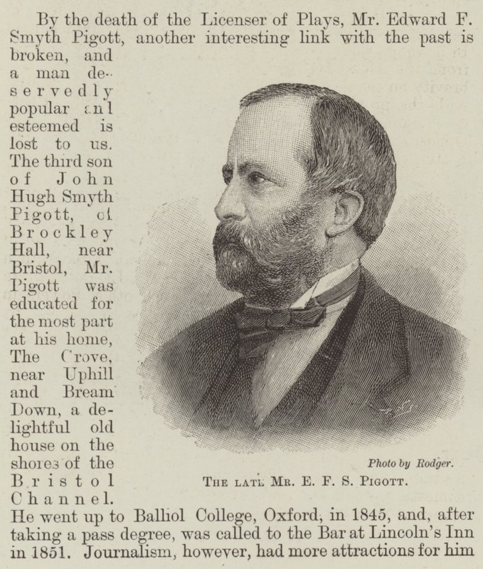 O falecido Sr. E F S Pigott (gravura) de English School