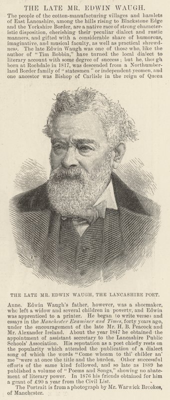 O falecido Sr. Edwin Waugh, o Poeta de Lancashire (gravura) de English School