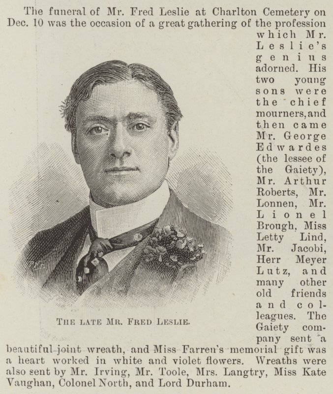 O falecido Sr. Fred Leslie (gravura) de English School