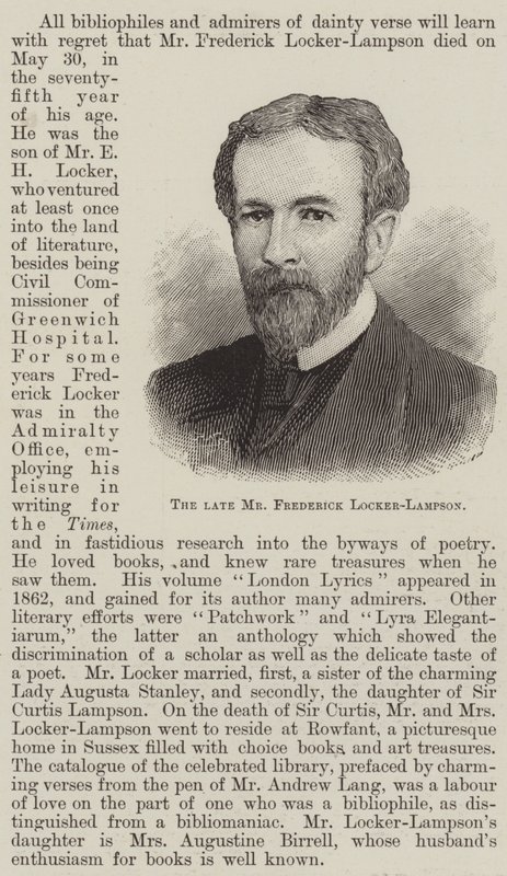 O falecido Sr. Frederick Locker-Lampson (gravura) de English School