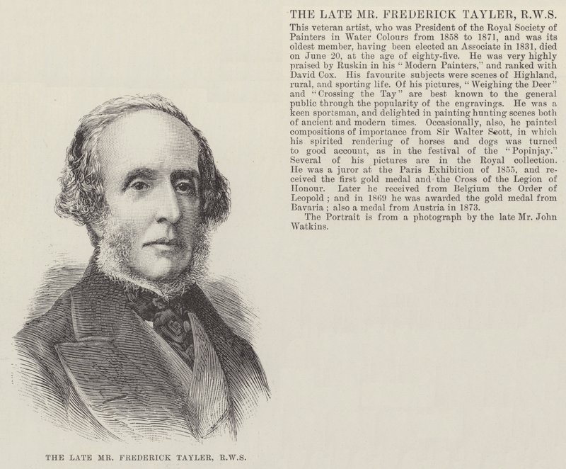 O falecido Sr. Frederick Tayler, RWS (gravura) de English School