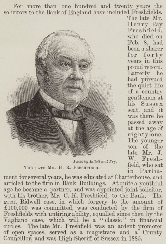 O falecido Sr. H R Freshfield (gravura) de English School