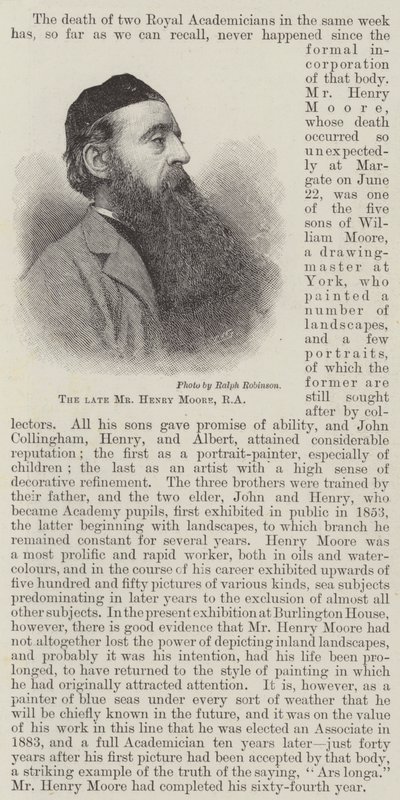 O falecido Sr. Henry Moore, RA (gravura) de English School