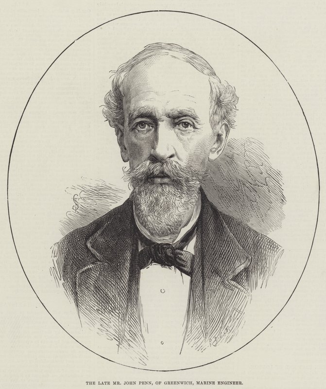 O falecido Sr. John Penn, de Greenwich, Engenheiro Marinho (gravura) de English School