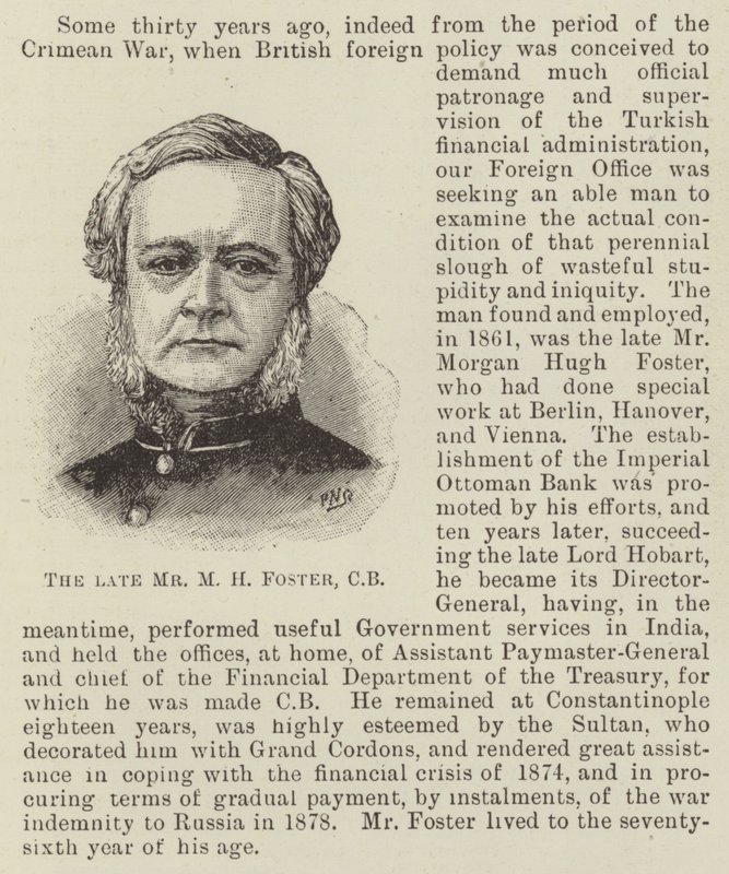 O falecido Sr. M H Foster, CB (gravura) de English School