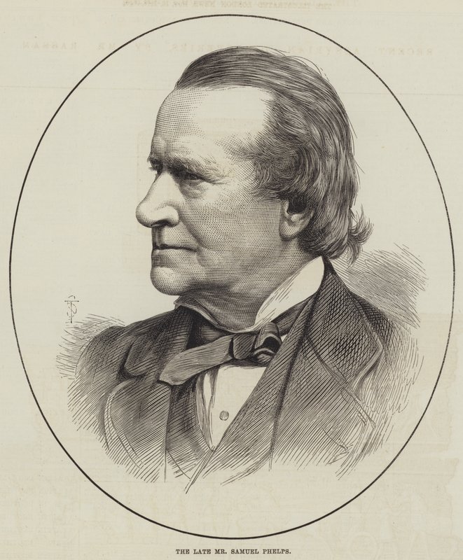 O falecido Sr. Samuel Phelps (gravura) de English School