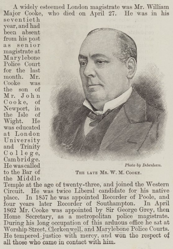 O falecido Sr. W M Cooke (gravura) de English School