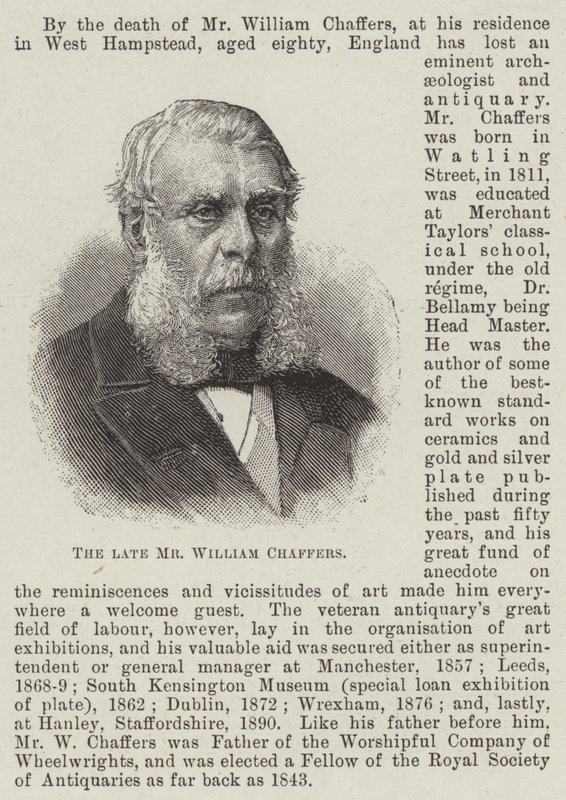 O falecido Sr. William Chaffers (gravura) de English School